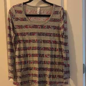 LuLaRoe Multicolor Paisley Stripe Long Sleeve Top